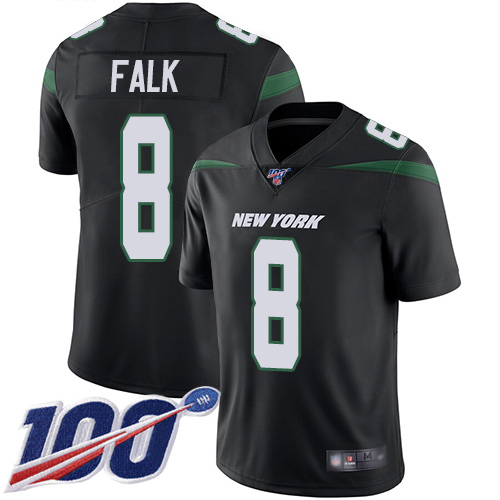 New York Jets Limited Black Youth Luke Falk Alternate Jersey NFL Football #8 100th Season Vapor Untouchable